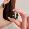 French Diamond Emerald Retro Round Earrings - Luxury Fashion