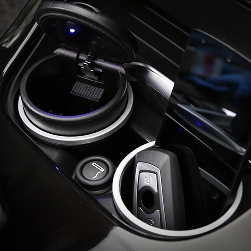 Universal 2 In 1 Car Ashtray Storage Box Holser Brackets Organizer Multifunction Vehicle LED Ashtray Auto Accessories Interior