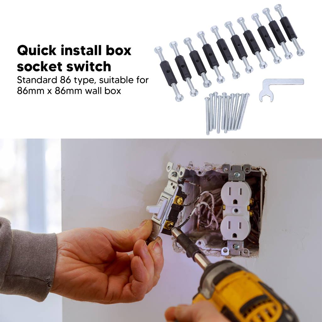 Type 86 Junction Box Repairer Tool Strut Bolt Wrench Wall Switch Outlet Repair Fastener Set 86 Insulation Strut