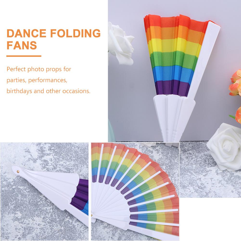 10 Pcs Rainbow Folding Fan Fans Photo Props Creative Foldable Dancing Dance Performance Supplies Exquisite
