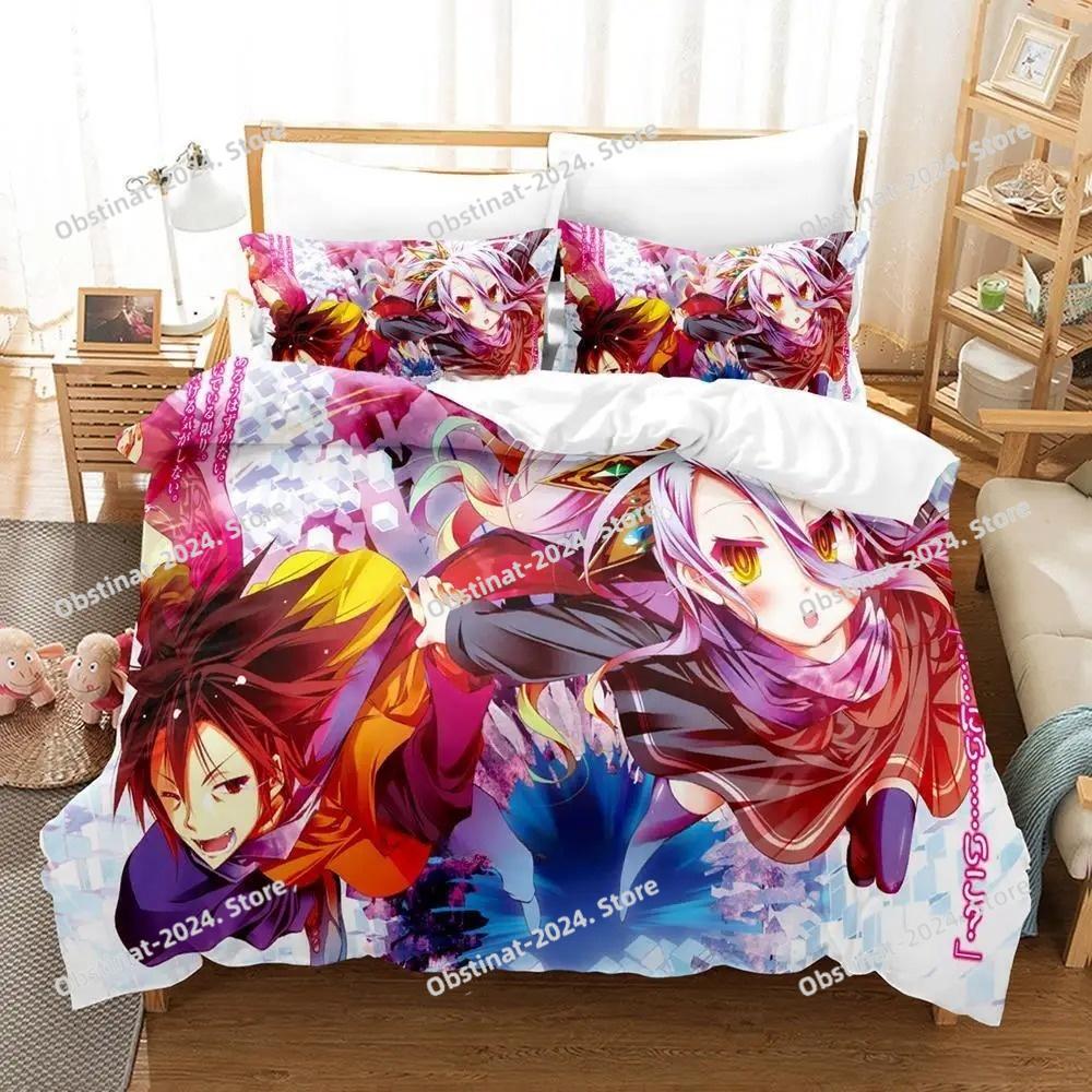Neues Spiel No Game No Life Sora und Shiro Bettwäsche-Set Einzelbett Twin Full Queen King Size Bettwäsche-Set für Erwachsene Kinder Schlafzimmer Bettbezug-Sets