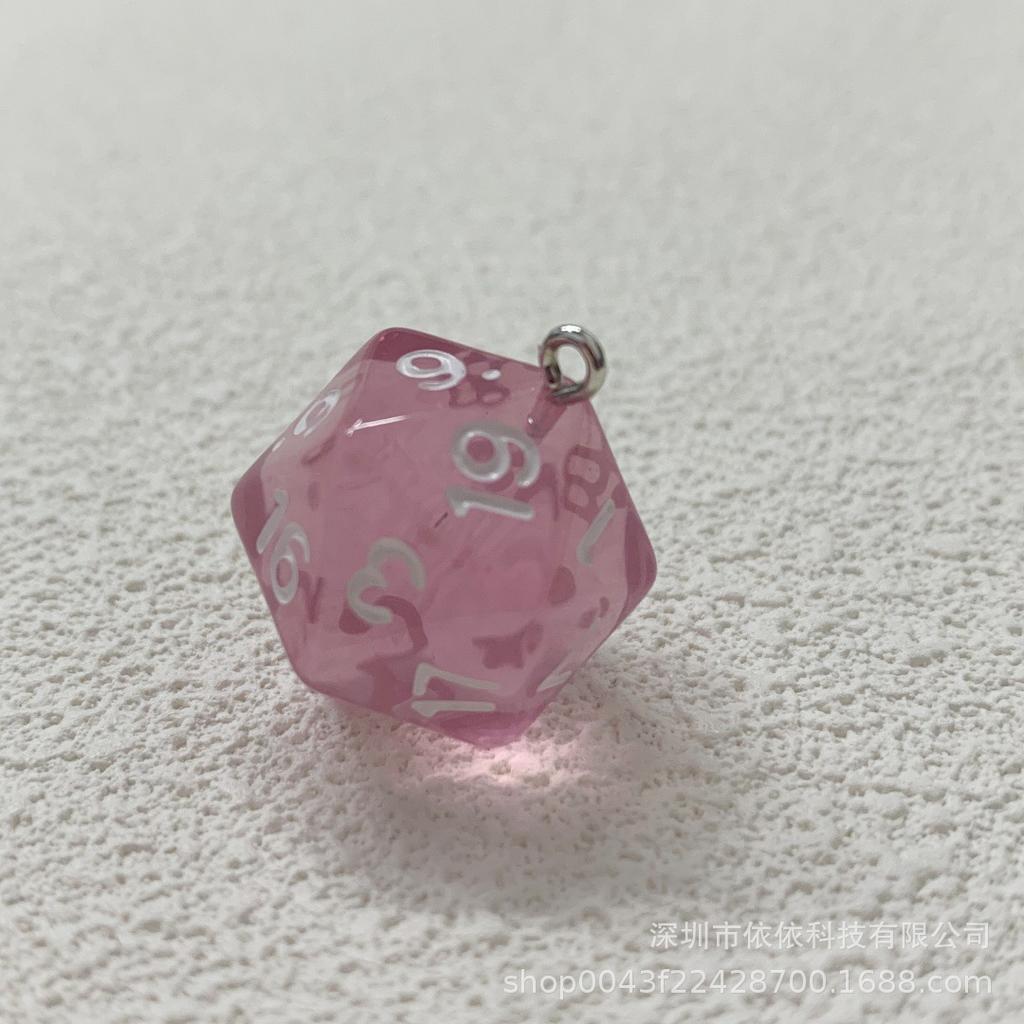 Manufacturer's real shot 20-sided sieve dice transparent solid color multi-sided dice bag pendant earrings keychain DIY accessories