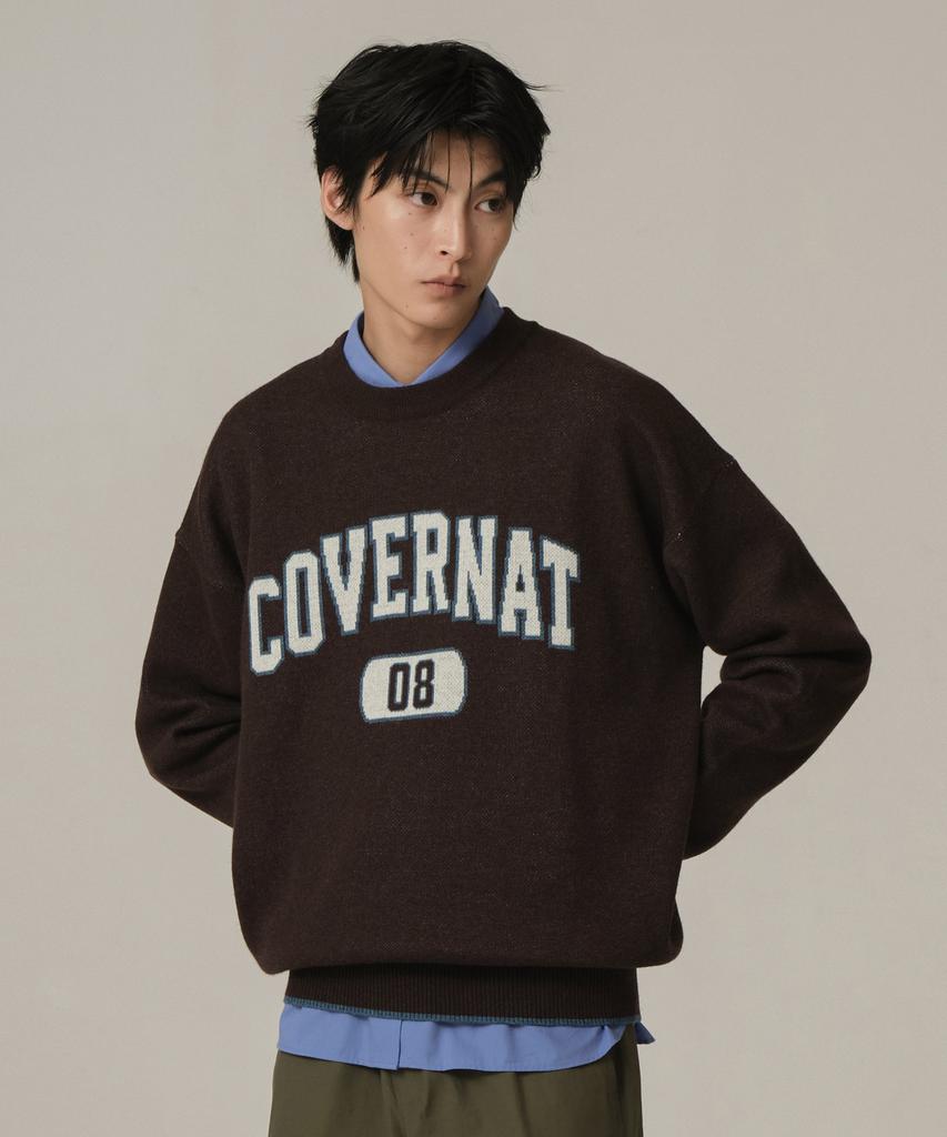 COVERNAT Arch Logo 08 Crewneck Knit Chocolate