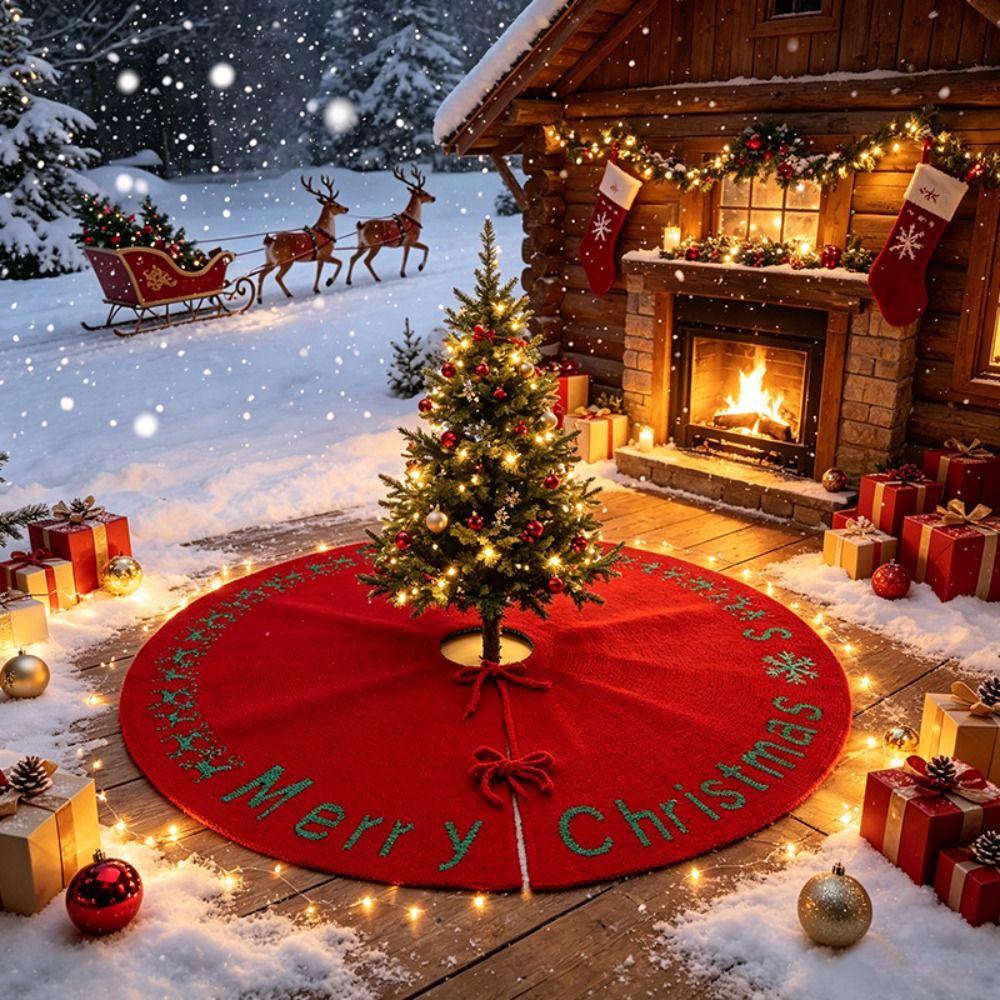 Plush Fabric Xmas Tree Mat Thick Material Holiday Tree Decor Christmas Tree Skirt Party