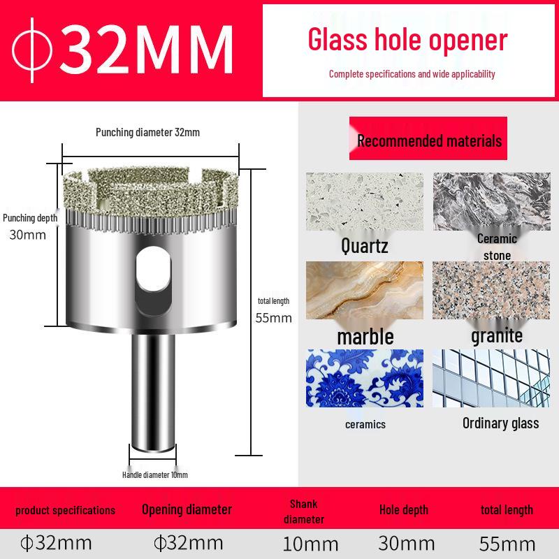 Emery Glass & Tile Drill Bit, 3-200mm Rotary Hole Saw for Marble