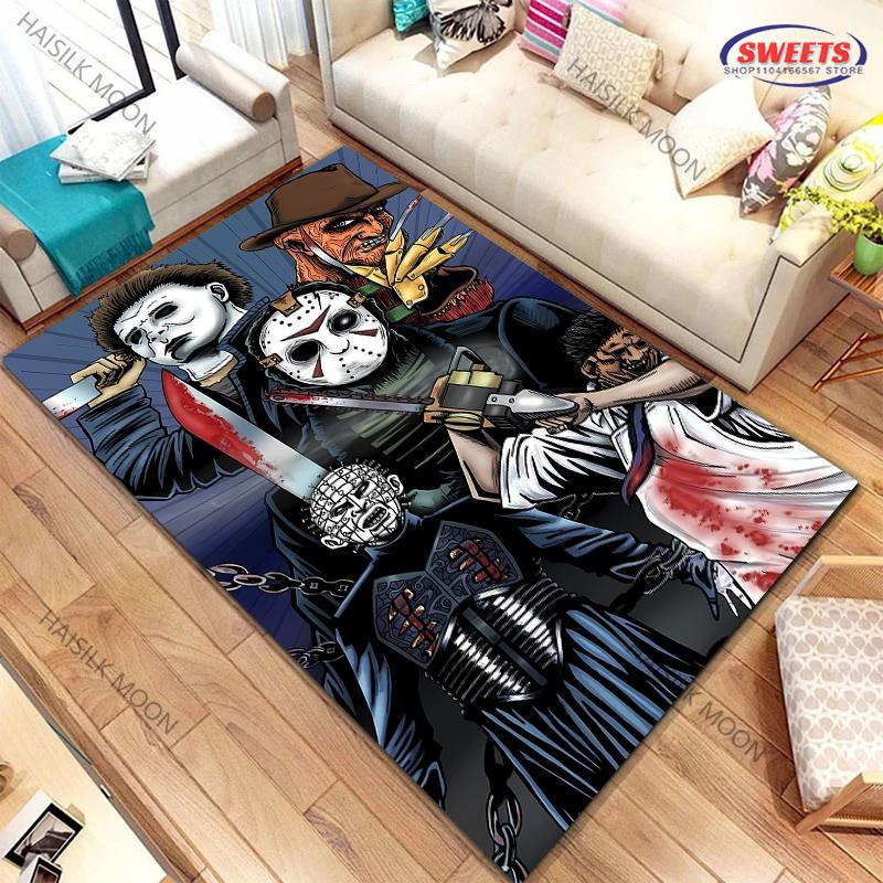 1PC Halloween Horror Thriller Carpet New Release! Rug for Living Rooms Bedrooms,Machines Washable Mat Gift for Boyfriend Son Dad