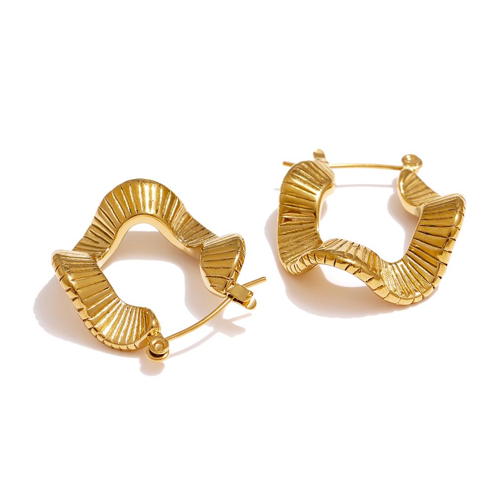 

Yhpup Stainless Steel Irregular Hoop Earrings for Women High Quality Metal Golden Unusual Waterproof Chic Jewelry Aretes Gift