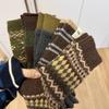Winter Thick Wool Socks - Child's Green and Black Contrast Color Fel Island Mid-calf Pile Socks, Trendy Socks