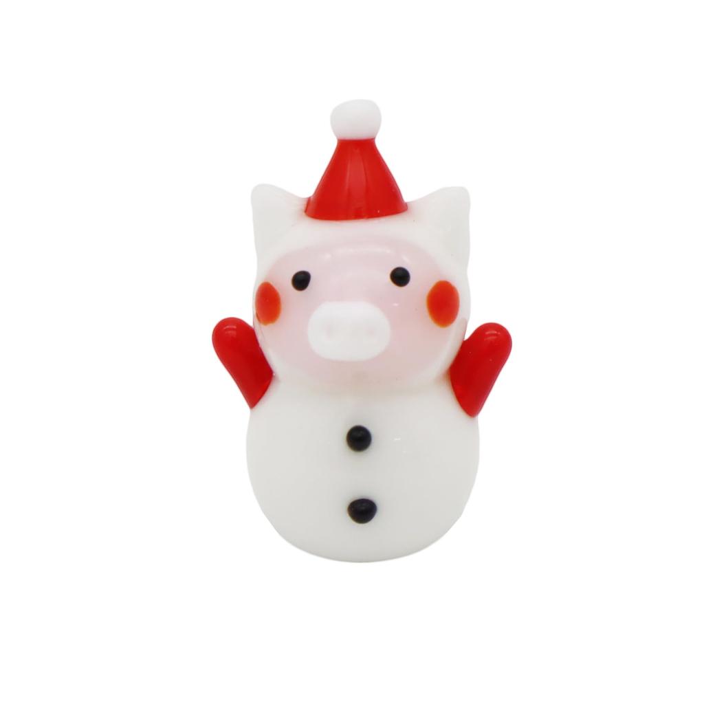 Four Cart Cute Handmade Glass Cosplay Snow Pig