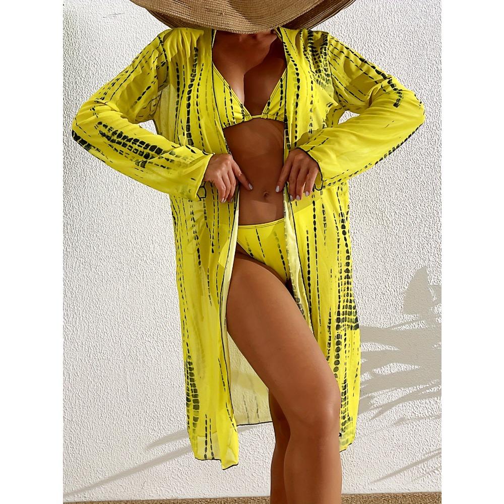 Women Bikini Sexy High Waist Bathing Suit Beach Swimwear Female Summer SwimsuitTrendy Tie Dye Striped Bikini Three Pieces Set Beach Wear,