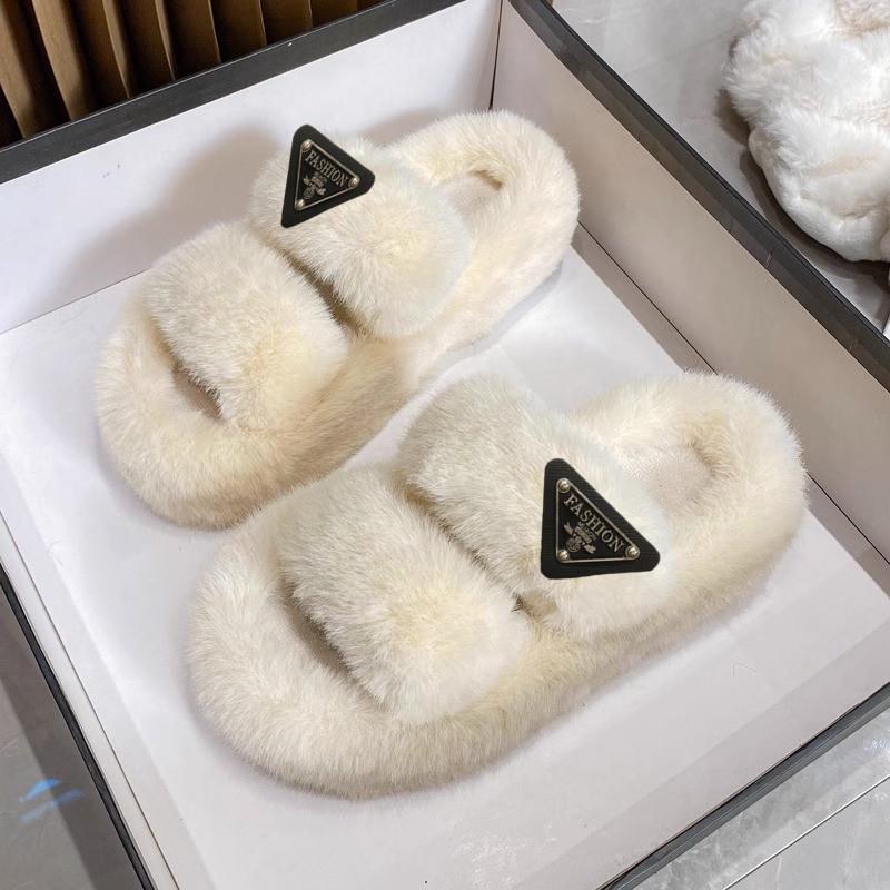 Thick bottom heightening fluffy slippers women wear autumn and winter Internet celebrities light luxury versatile cotton drag home explosion slipp
