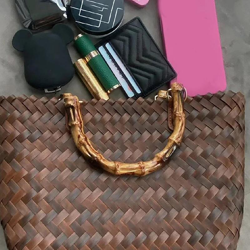 2Pcs 10.5/12Cm Plastic Bag Handle Handbags Replace Faux Bamboo Handles Woven-Bag Purse Frame Kiss Clasp Diy Bags Accessories