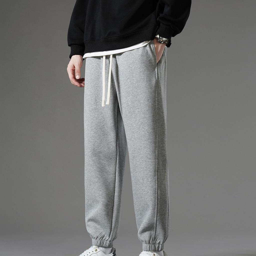 Spring Autumn Men Slim Sports Casual Pants Sweatpants Sportswear Drawstring Wide Leg Straight Track Pants Cotton Casual Loose Trousers