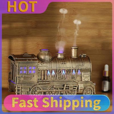 300ML Vintage Dampflokomotive Luftbefeuchter mit 2-Farben-LED-Licht/2 Nebelmodi Aromatherapie-Diffusor für Büro Schlafzimmer