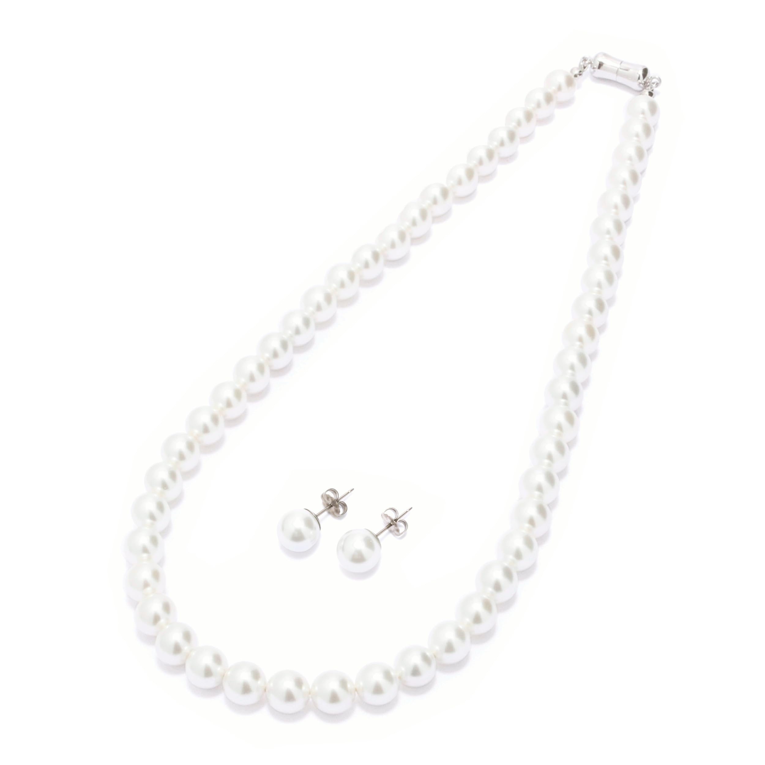 

Made in natural highest quality pearl necklace polished shell magnetic 8mm case warranty included earrings [CRANES COLLECTION] [CRANES COLLECTION]