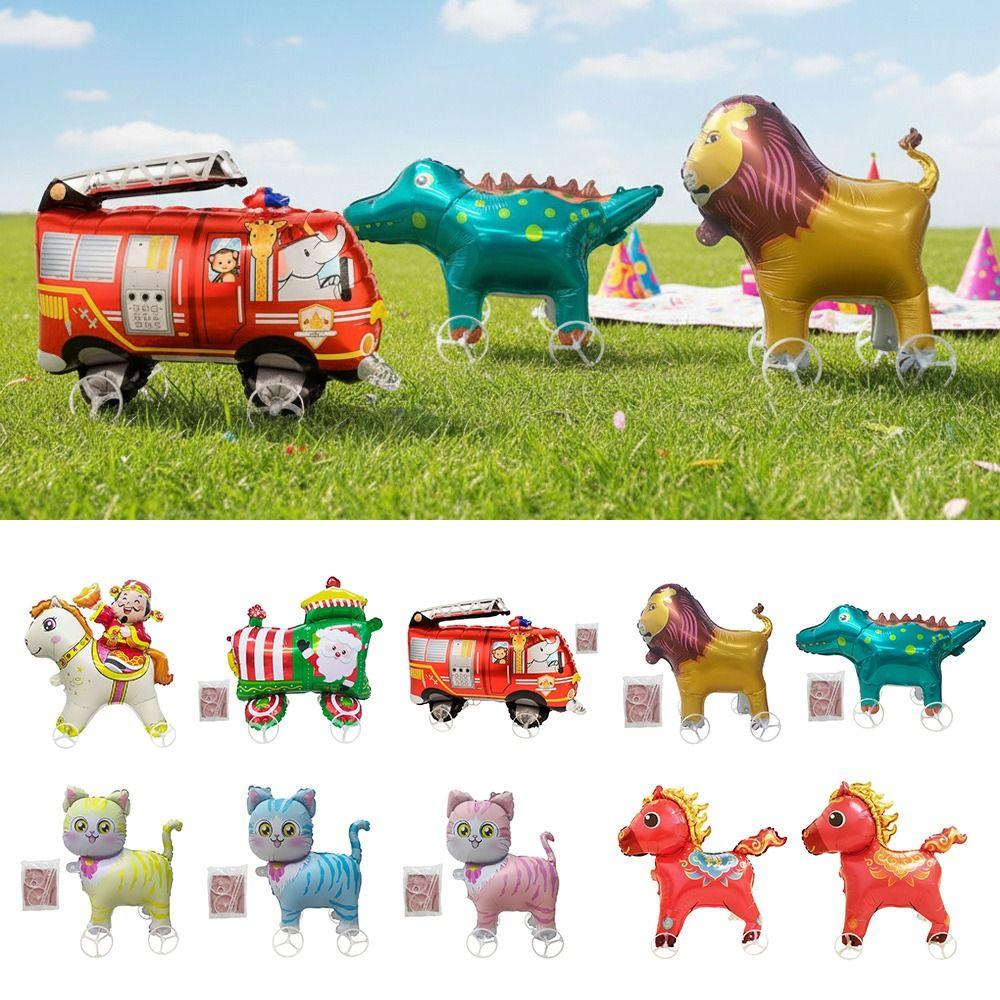 4D Design Chodící Balónek Hliníková Fólie Kreslené Zvířátko Fóliový Balónek Velká Velikost Provázek Kladka Stojící Balónek Oslava Miminka