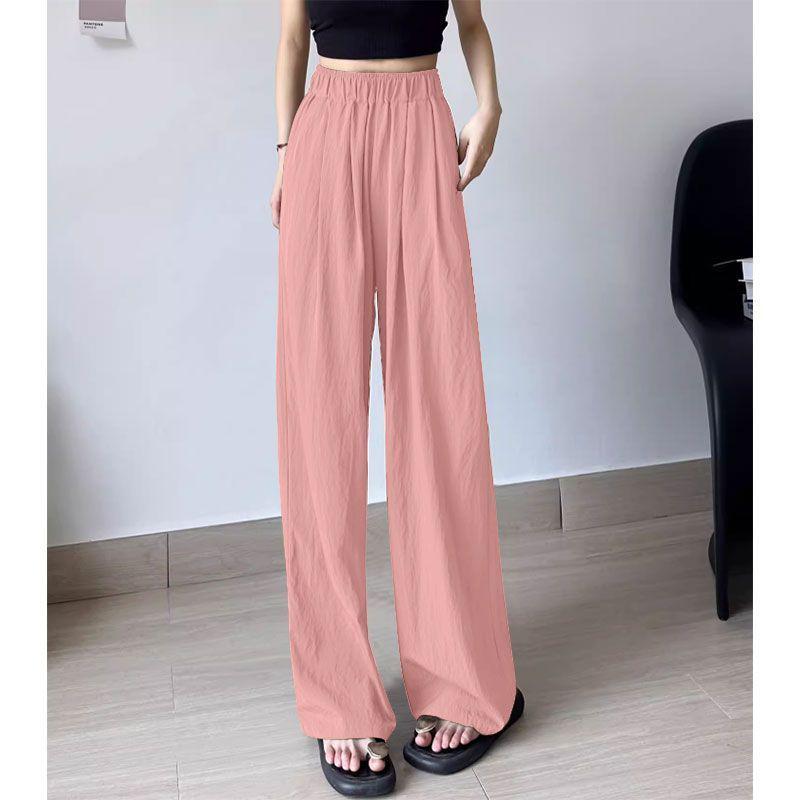

Ice Silk Pleated High-Waisted Wide-Leg Pants: Women s Lazy Summer Style 3XL (145-160 jin)