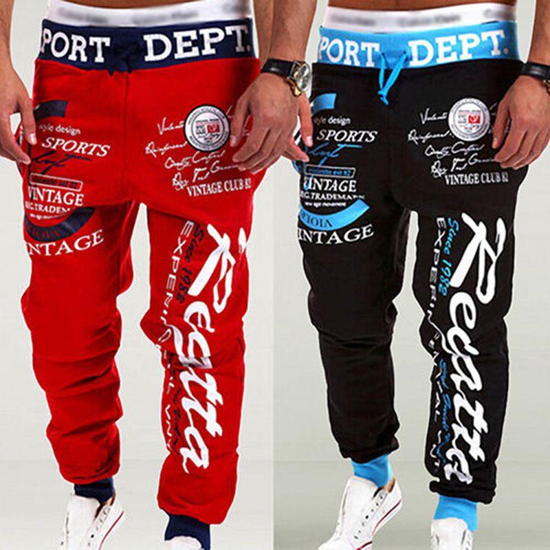 Classic Men's Letter Sport Sweat Pants Jogging Jogger Trousers Tracksuit Bottoms With Stylish Drop Crotch Design