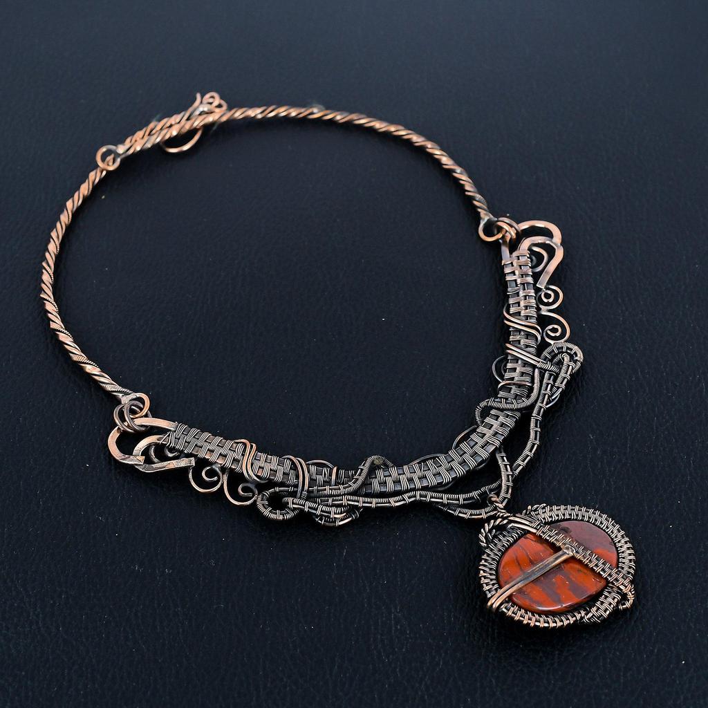 Red River Jasper Necklace, 999 Copper Wire Wrapped Necklace Gemstone Jewelry, Handmade Necklace Amazing Jewelry, Gift For Her