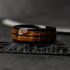 Fashion 8mm Black Stainless Steel Arrow Rings For Men Hawaiian Koa Wood Inlay Rings Men Wedding Band Jewelry Wholesale