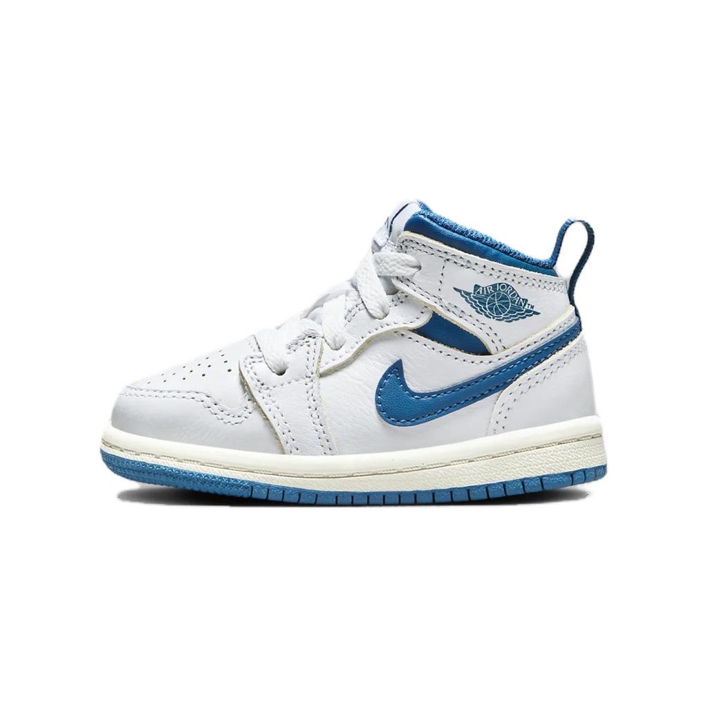 Sneakers Air Jordan 1 Mid SE TD Blu Industriale per Bambini Bianco Vela FN7537-141