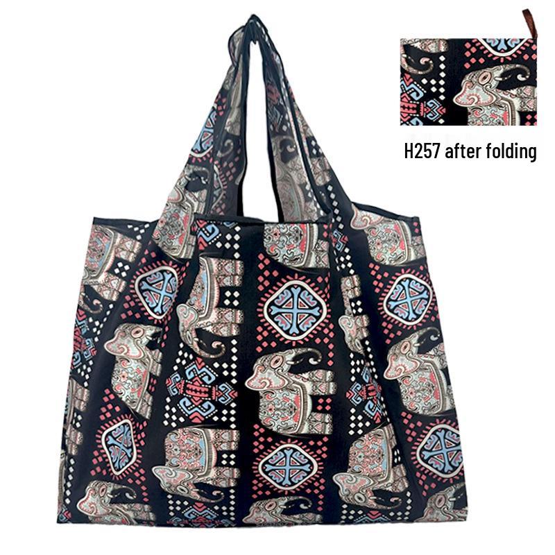 Foldable Tote Bag for Groceries - Large Capacity, Southeast Asian Print