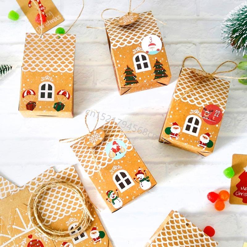 Christmas Advent Calendar Box 24 Days Surprise Fillable Candy Bags Holiday Decor 6XDE