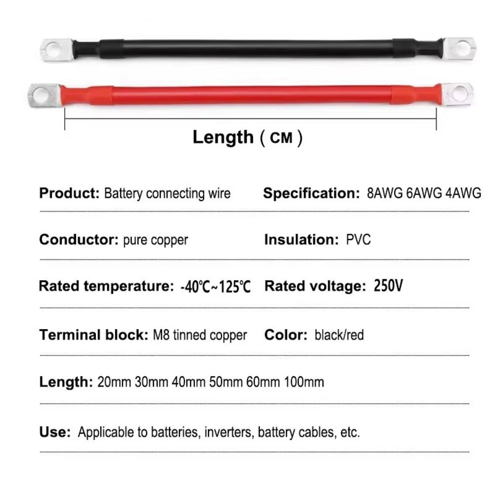 1Pcs Soft Silicone Battery Connection Cable Inverter Battery Cable for Battery Pack Storage