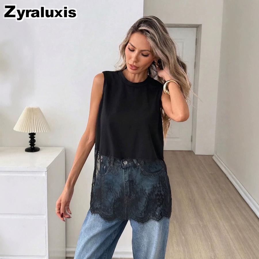 New Black Sleeveless Lace Patchwork Backless Vest Top Women s Camisole S
