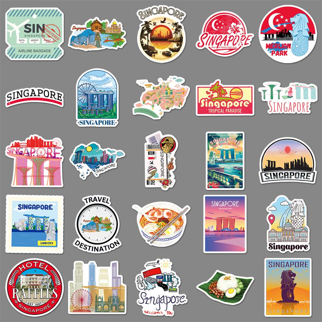 50 Singapur Graffiti Aufkleber Personalisierte Outdoor Reise Singapur Dekorative DIY Kofferaufkleber