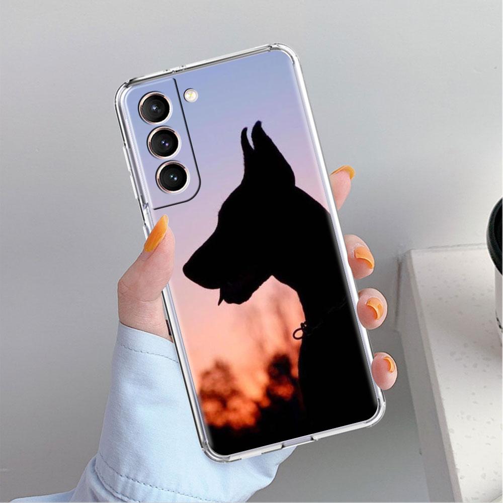 Klare Hülle für Samsung Galaxy S22 S20 FE S21 S10 S9 Plus Note 20 Ultra 10 Lite Handyhülle Tier Dackel Dobermann Hund