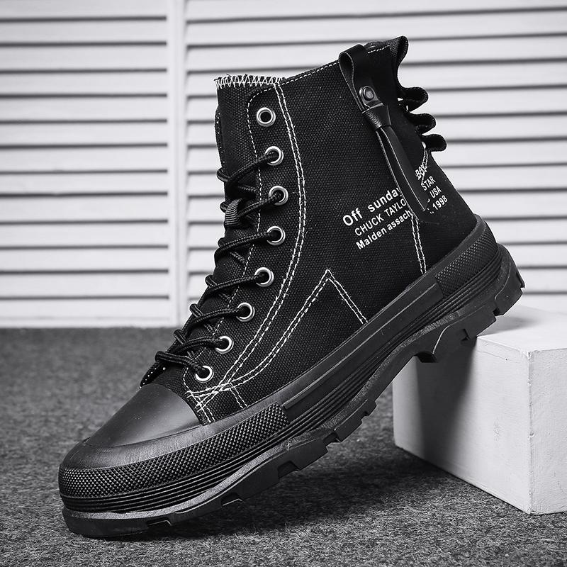 Herren Outdoor Bequeme Coole Canvas Schuhe Für Herren Lässige High Top Sneaker Plateau Skateboard Schuhe Schnürstiefel lässig