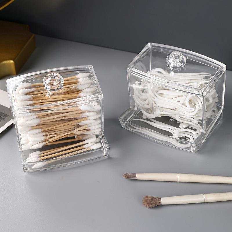 

Clear Cotton Swab & Toothpick Storage Box with Cover