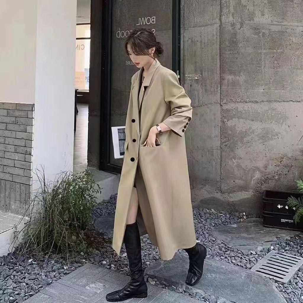 Women's Long Windbreakers Jackets Women's Autumn and Winter Popular British Retro Coats