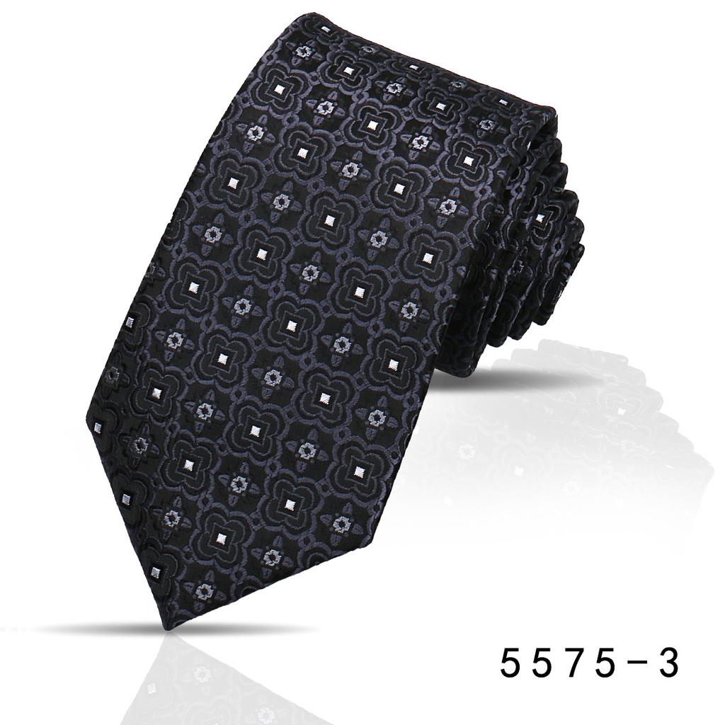 Men'S Premium Business Waterproof 8Cm Tie Polyester Trendy Sparkle 7.5Cm Pure Black Striped Hand Tie