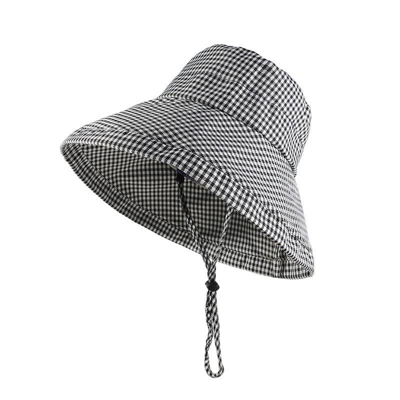 Striped bucket hat new women's spring and summer plaid sunscreen hat big brim sun hat fashion versatile hat