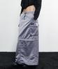 Nasnoing 2-Way Satin Maxi Cargo Skirt (Steel Gray)