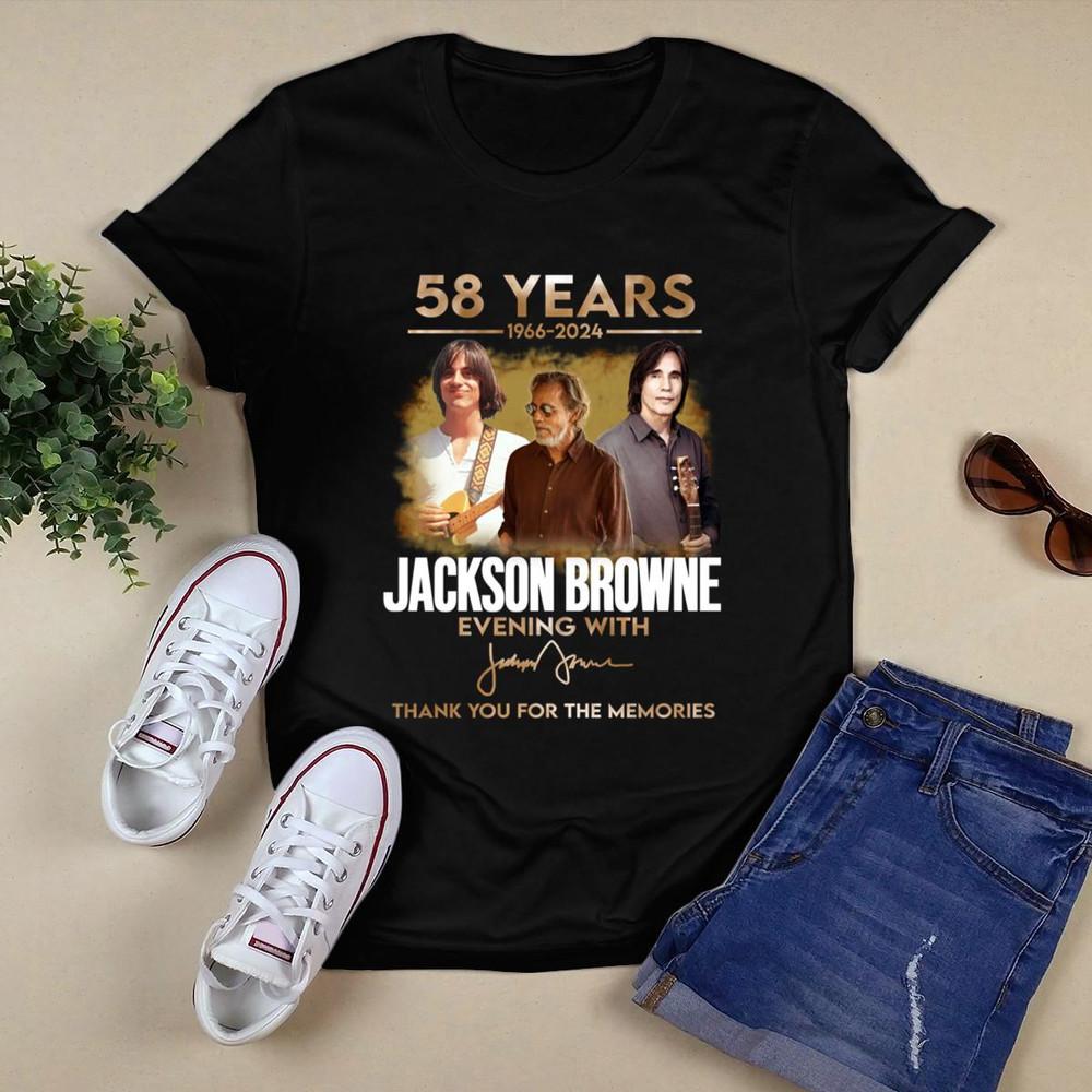 

Jackson Browne 58 Years 1966 2024 Thank You Memories Signature T Shirt MR047 Unisex T-Shirt XXL