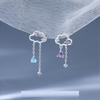 Korean Exquisite Cloud Crystal Tassel Earrings for Women Asymmetrical Planet Moon Drop Earrings Girls Party Daily Jewelry Gift