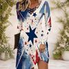 Women Cross V Neck Long Sleeve Dress Purple Pink Galaxy Swirl Print Irregular Hem Dress
