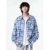Wassup Trendy Tie-Dye Plaid Shirt for Men, Spring and Summer American Vibe Long-Sleeve Work Shirt, High Street Casual Jacket