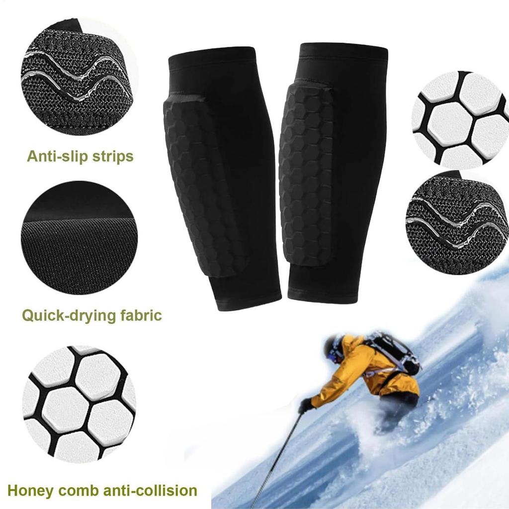 Ski Shin Guards For Men Leg Protection Gear Skiing Calf Compression Sleeve For Snowboarders Park Riders Beginners Professionals