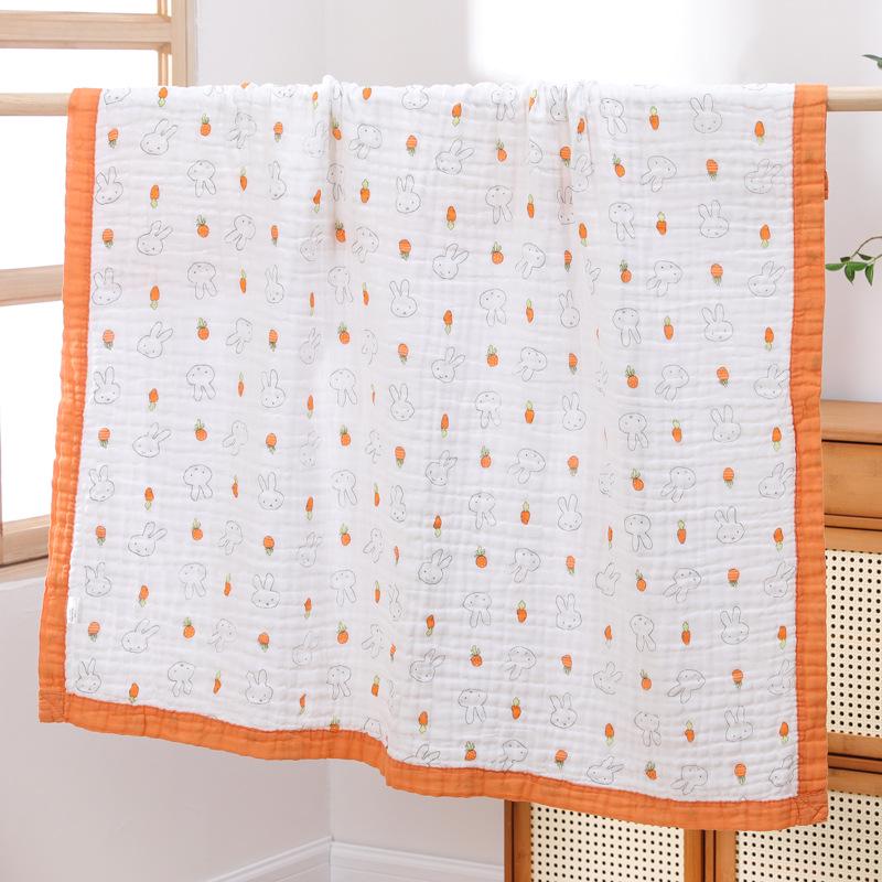 High-Density Cotton Newborn Bath Towel - Six-Layer Gauze, Printed Design, for Infants & Kids