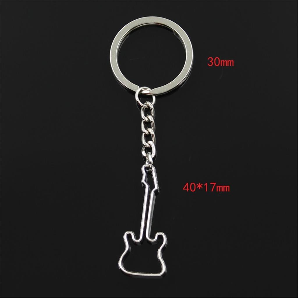 Fashion Hollow Guitar 40x17mm Pendant 30mm Key Ring Metal Chain Bronze Men Car Gift Souvenirs Keychain