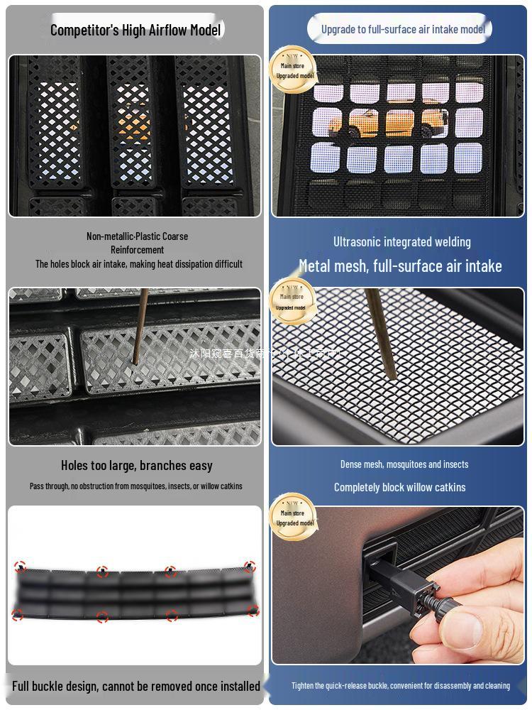 Leopard Titanium 7 Car Insect Screen: Mosquito-Proof Grille with Water Tank Protection and Easy Installation.