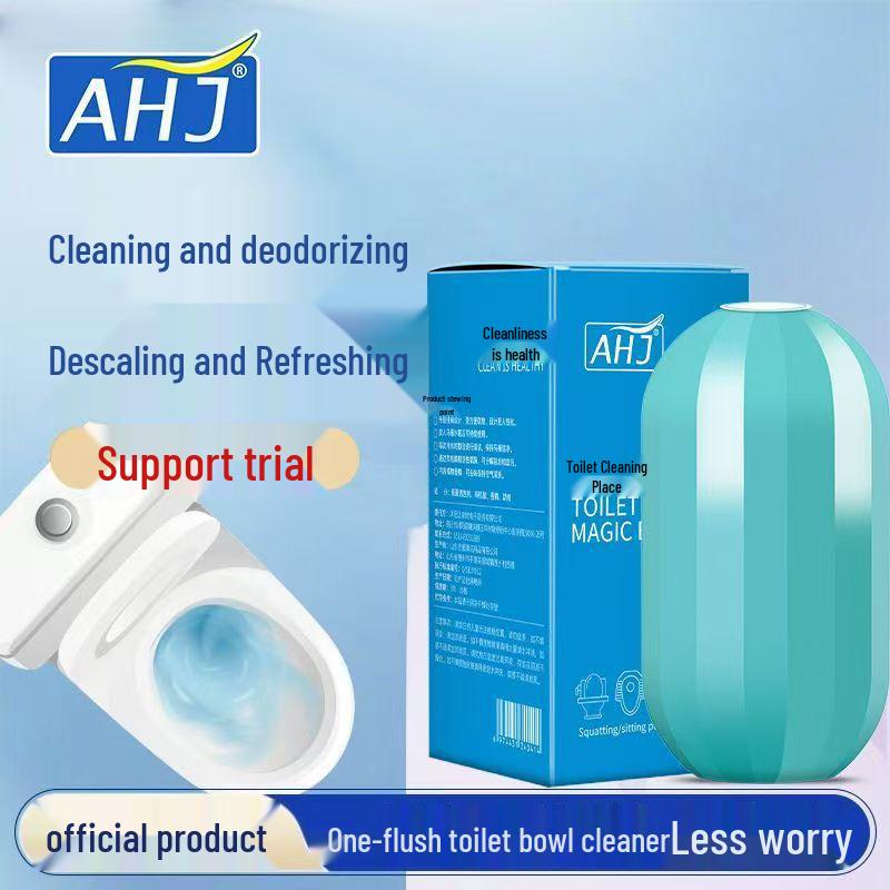 AHJ Blue Bubble Toilet Cleaner & Deodorizer - Removes Odor & Stains