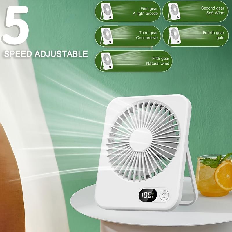 Reiseventilator 720° faltbar USB tragbar verstellbar klein 5-stufiger Tischventilator, unverzichtbar für Kreuzfahrten, Zuhause, Schlafzimmer und Büro-Schreibtische
