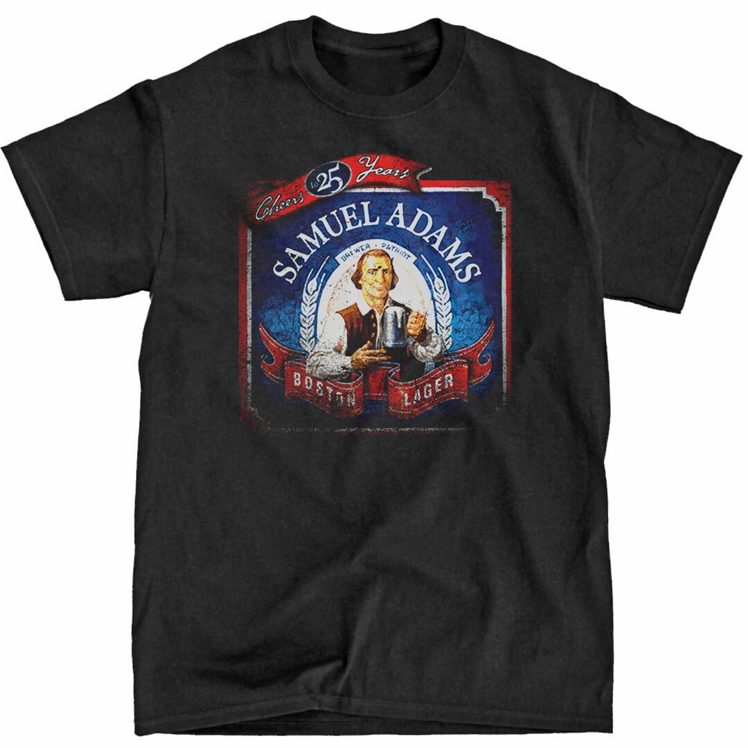 Samuel Adams Beer Label Black T-Shirt Ships Fast High Quality S