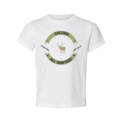 Aufruf an alle Jäger Hirsch-Emblem Grafik-T-Shirt für Outdoor-Enthusiasten Unisex