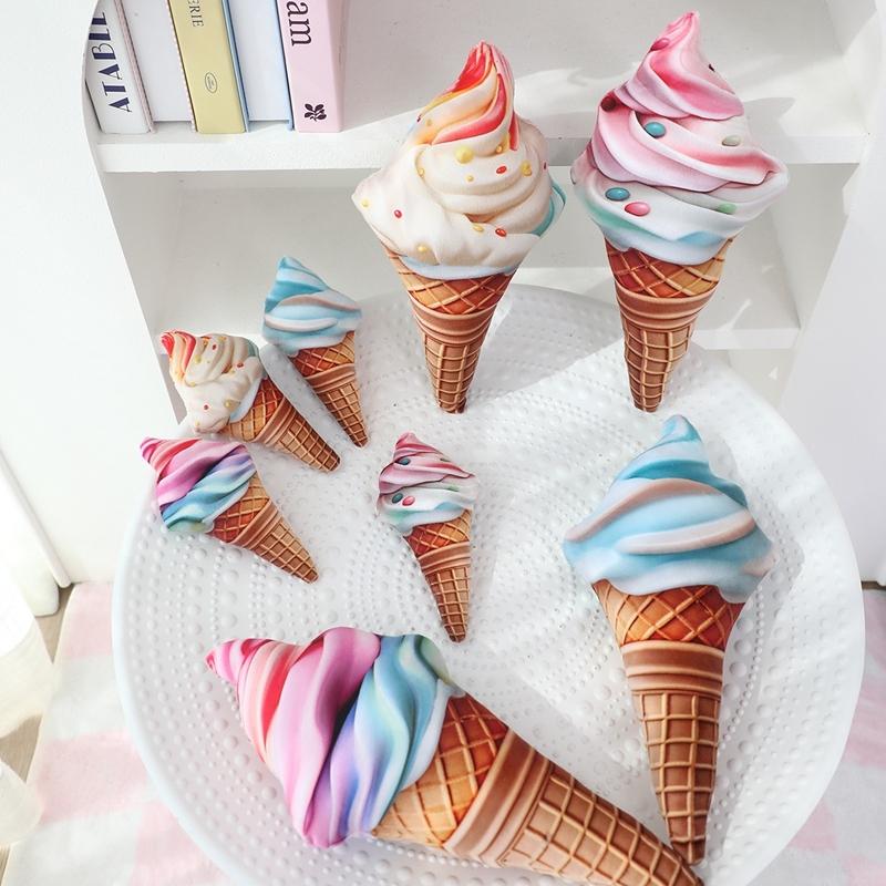 Simulare 3D Jucărie de Pluș Înghețată Mâncare Umplută Gustare Pernă Perna Con Dulce Kawaii Decor Cameră Cadou de Ziua de Naștere pentru Copii